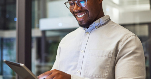 Man working using tablet
