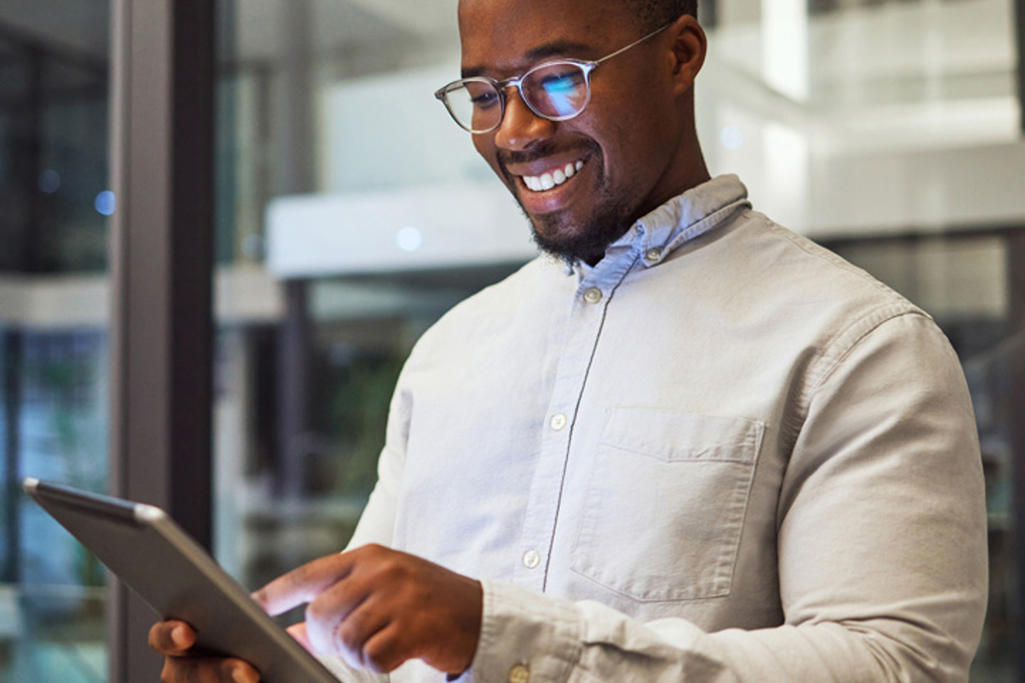 Man working using tablet
