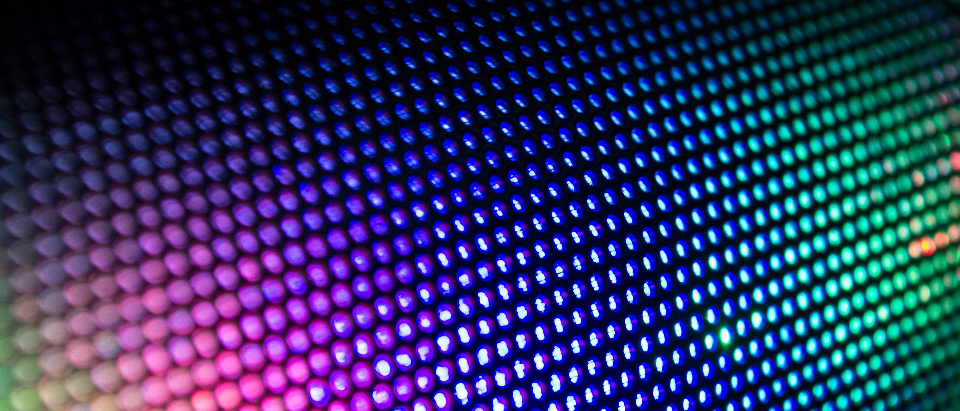 Close up glowing blue and green lights