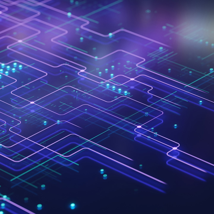 Purple and blue circuit diagram